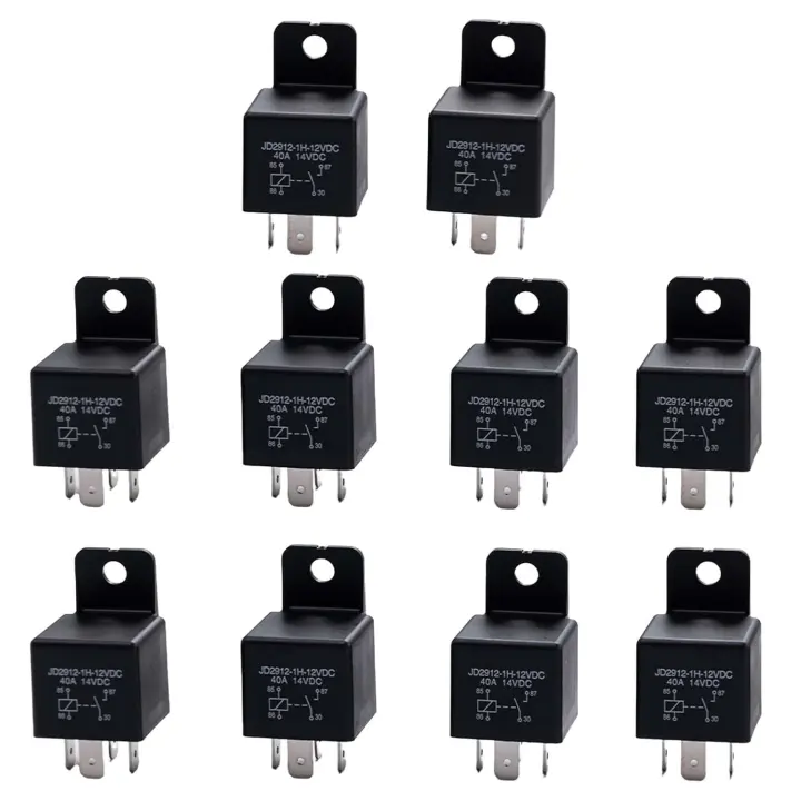 10-Pack 4-Pin 12V 40A Automotive Relays (4-Pin SPST)