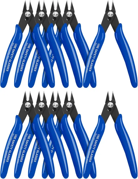 10-Pack 5-inch Blue Micro Flush Cutters for Electronics & Crafts