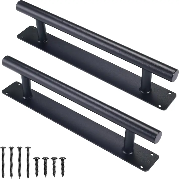 12-Inch Black Exterior Sliding Barn Door Pull Handles