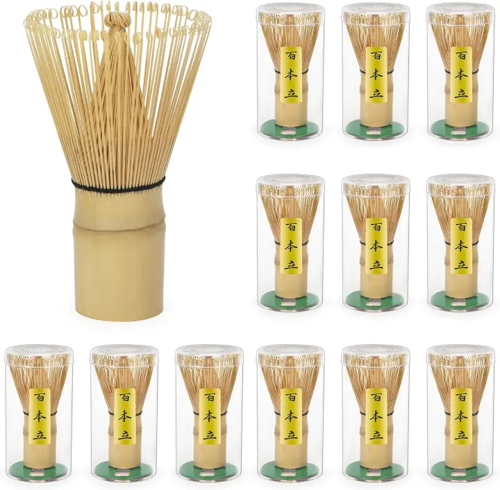 12-Pack Bamboo Matcha Whisks — 100-Prong Chasen Set