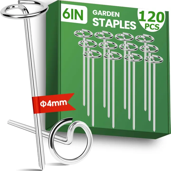 120pc 6-inch Circle-Top Landscape Staples — 8-Gauge Garden Pins