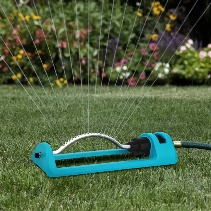 18-Nozzle Brass Lawn Oscillating Sprinkler with Weighted Base