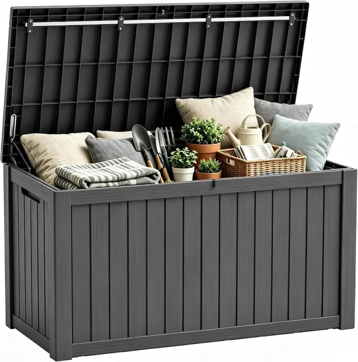 180-Gallon Black Resin Outdoor Deck Storage Chest — Waterproof