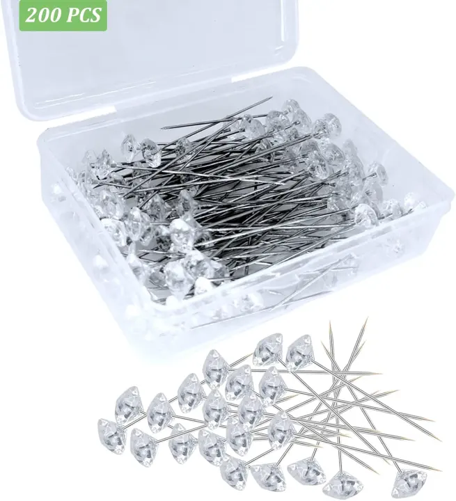 200-Pack 2-inch Corsage & Boutonniere Rhinestone Pins for Floral DIY