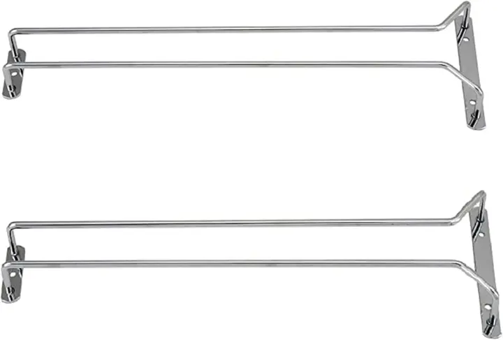 24-Inch Chrome Under-Cabinet Wine Glass Rack — Set of 2