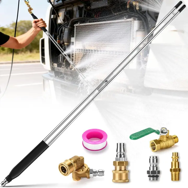 34" Double-Tube Radiator Cleaning Wand — 8-Nozzle Tip Tool Set