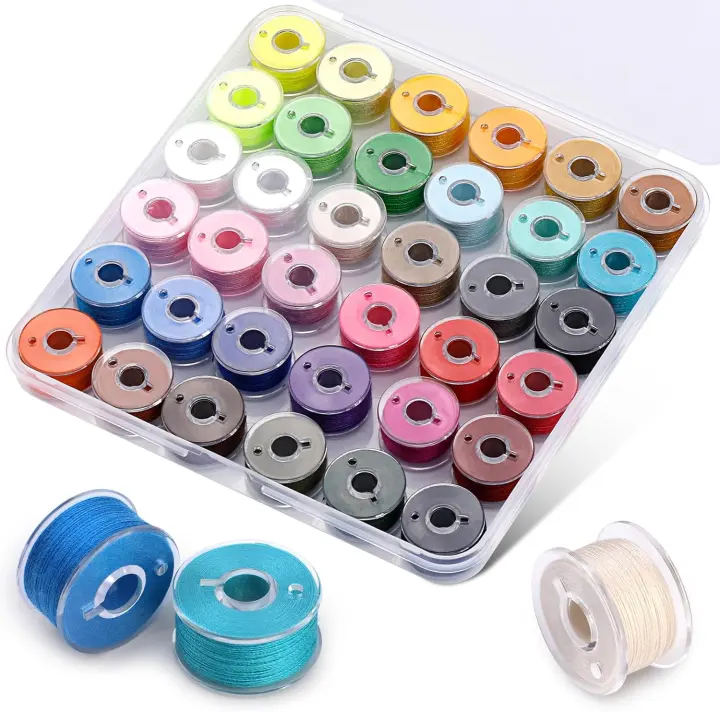 36-Color Prewound Sewing Bobbins Set