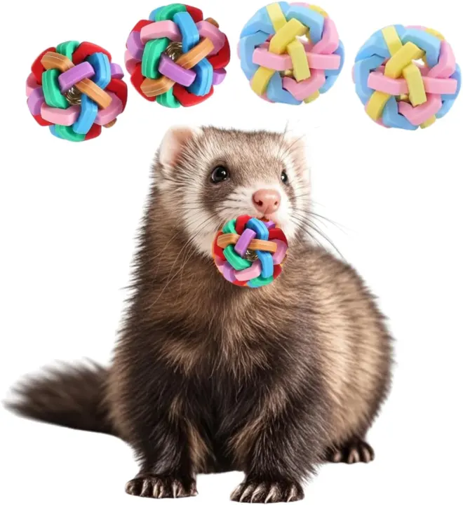 4-Pack Rubber Bell Balls — Ferret Chew & Play Toys