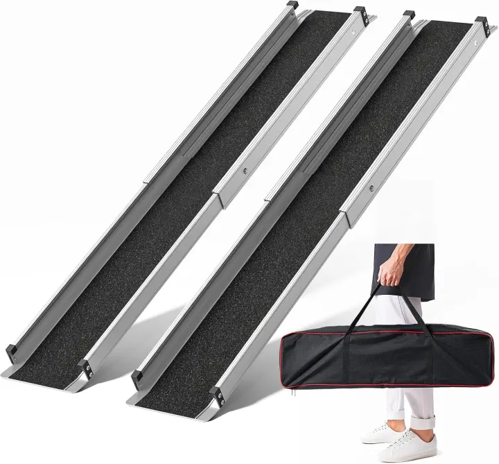 5 ft Telescoping Aluminum Portable Wheelchair Ramp — 600 lb Capacity