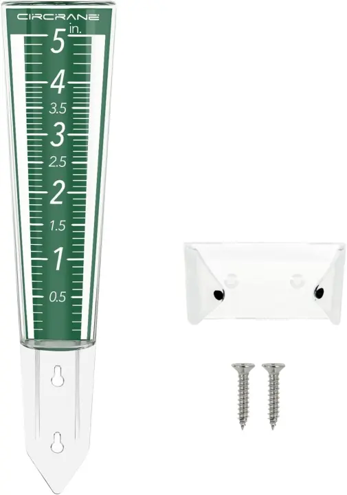5-Inch Outdoor Rain Gauge with Mounting Bracket and Magnified Scale (Green)