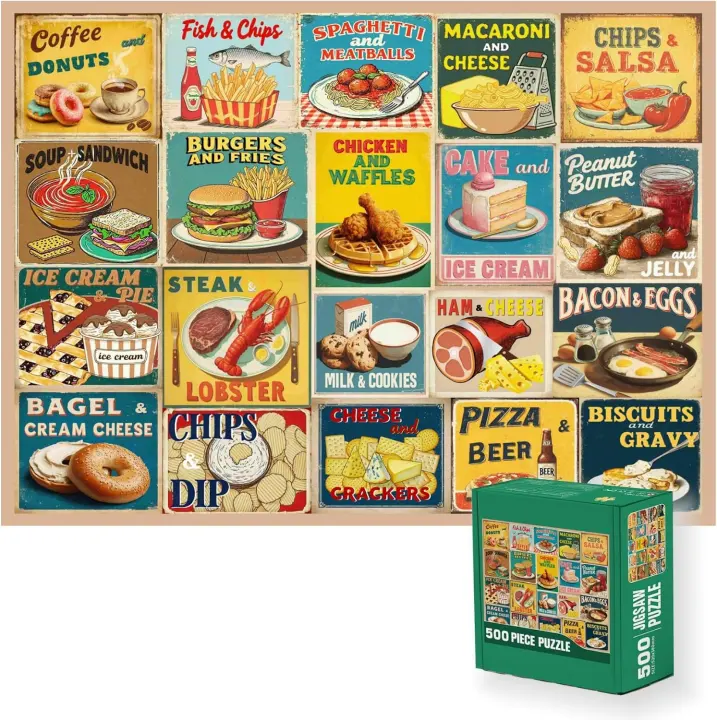 500-Piece Food Combos Jigsaw Puzzle for Adults & Families