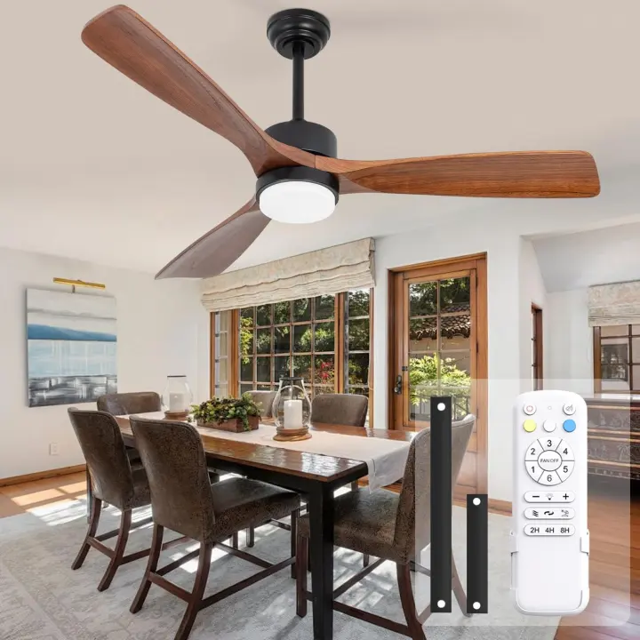 52-inch Wood Ceiling Fan with Integrated Light Kit