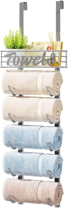 6-Tier Over-The-Door & Wall Towel Rack — Rolled Towel Organizer