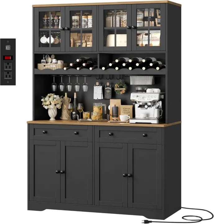 75" Kitchen Pantry & Coffee Bar Hutch Cabinet — 75.4" High Storage Unit