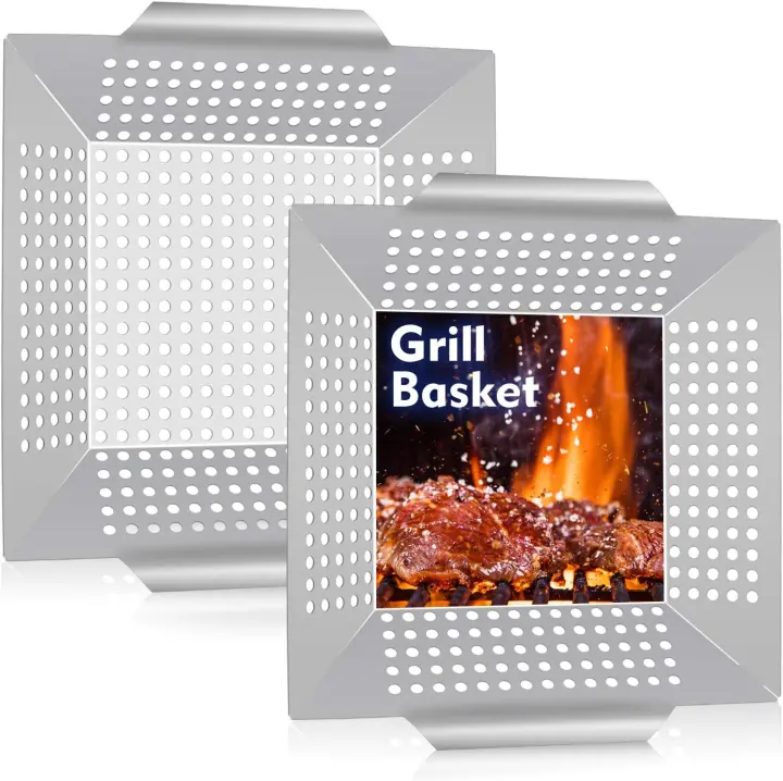 8" Stainless Steel Grilling Basket Set (Pair) — Small BBQ Woks