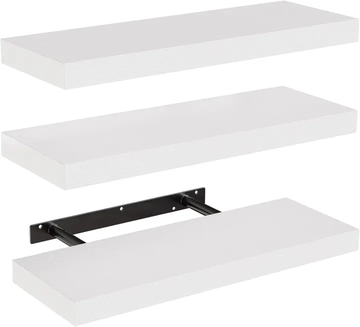 Amada 15.7" Floating Wall Shelves — Set of 3, White