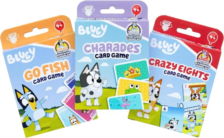 Bluey Card Games 3-Pack — Six Preschool Card Games