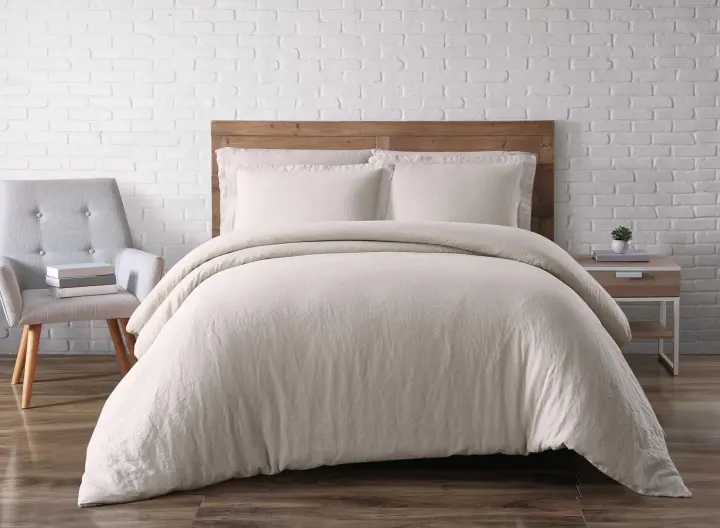 Brooklyn Loom 100% Linen 3-Piece King Duvet Set — Natural