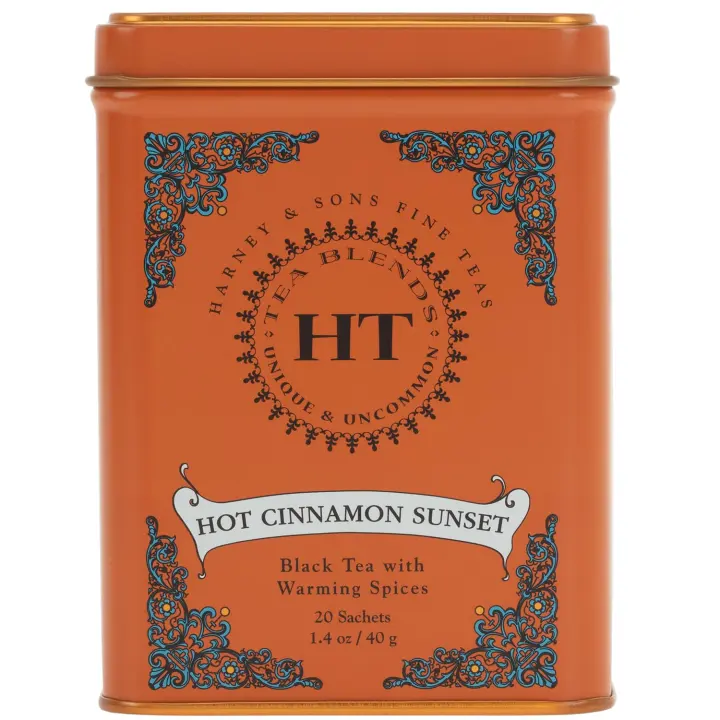 Caffeinated Hot Cinnamon Sunset Black Tea Tin — 20 Pyramid Sachets