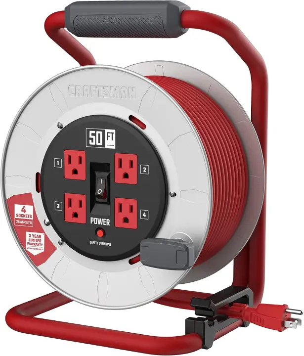 CRAFTSMAN 50 ft Contractor Retractable Cord Reel — 4-Outlet Unit