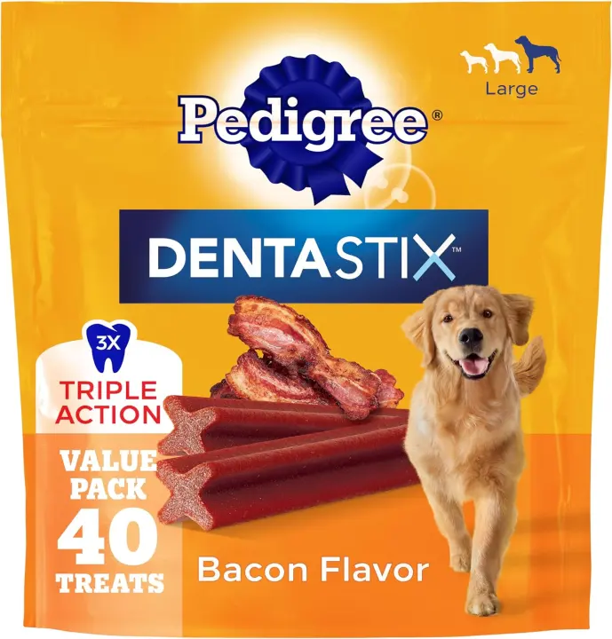 Dentastix Large-Breed Dental Dog Chews — Bacon, 40 Count