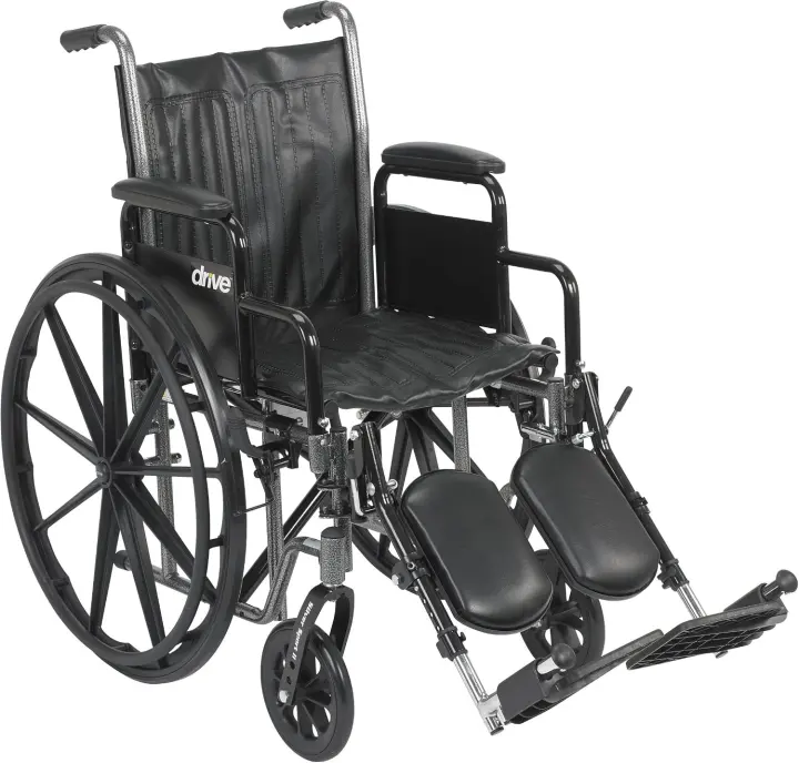 Drive Medical Silver Sport 2 SSP218DDA-ELR Folding Wheelchair — Black
