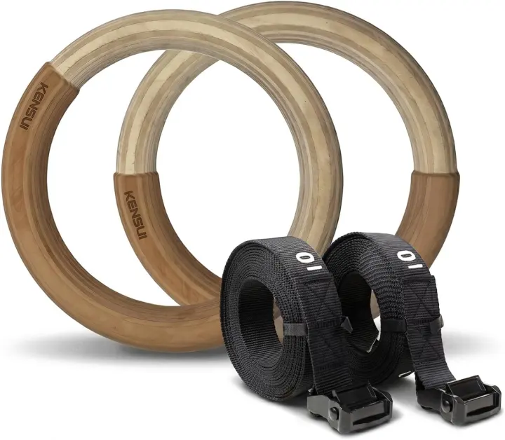 Duo-Rings 2-in-1 Wooden Gymnastics Rings (28/32 mm) with 16 ft Straps