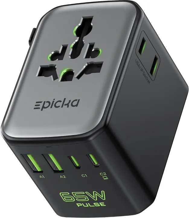Epicka Pulse Duo 65W Universal Travel Adapter with PD/QC 3.0