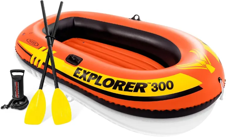 Explorer Compact Inflatable Boat — 2-Chamber Rowboat with Oars & Handles