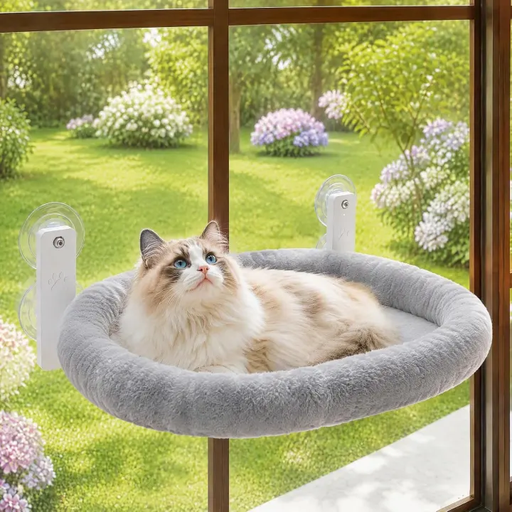 Foldable Cat Window Perch — Cordless Hammock for Large Cats