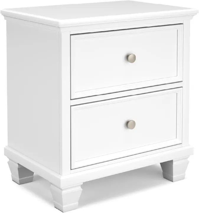 Fortman White 2-Drawer Nightstand — Traditional Hardwood Bedside Table