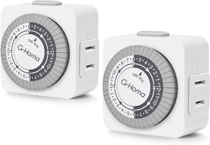 G-Homa 24-Hour Plug-In Mechanical Timer — Single Polarized Outlet (2-Pack)