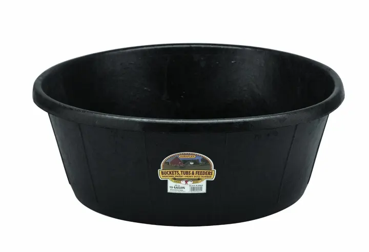 Heavy-Duty Rubber Feed Tub — Flexible 15 Gallon Pan