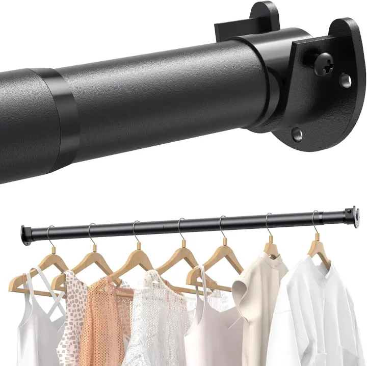Heavy-Duty Stepless Adjustable Closet Rod — Extendable 17–129 in Pole