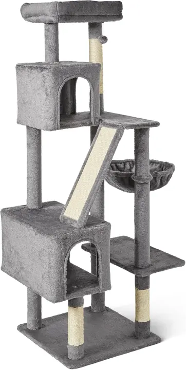 Indoor Multi-Level Cat Climbing Tower with Scratching Posts — 60.1 in (152.7 cm)