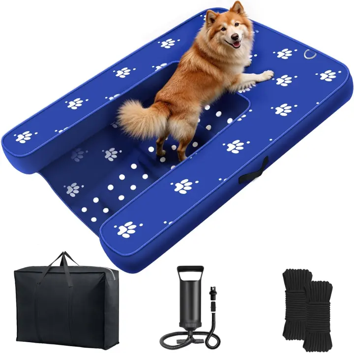 Inflatable Dog Dock Ramp Platform — Floating Non-Slip Water Ramp