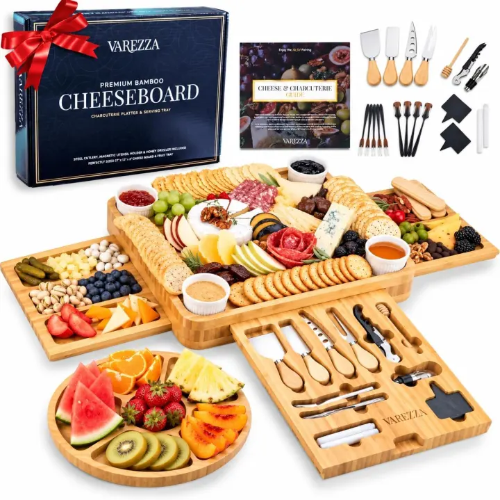 Large Bamboo Charcuterie Board Set with Serving Accessories