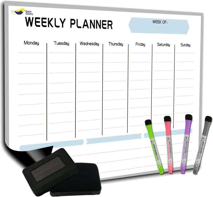 Large Magnetic Weekly Fridge Planner — Dry-Erase Whiteboard Magnet