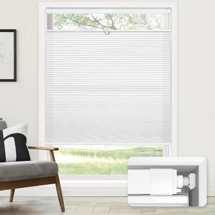 LazBlinds Cordless No-Drill Cellular Shades — 58" x 64", White
