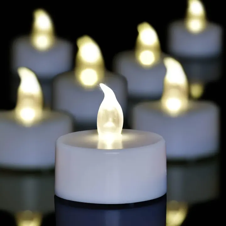 LED Tea Light Candles — 12-Pack Flameless Warm White Tealights