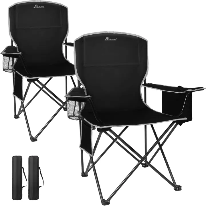 Lightweight 2‑Pack Folding Camping Chairs with Cooler and Cup Holder