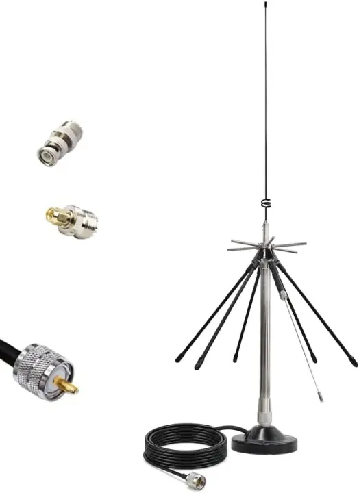 Magnetic Desktop Discone Scanner Antenna — 100–1600 MHz, 5m Cable