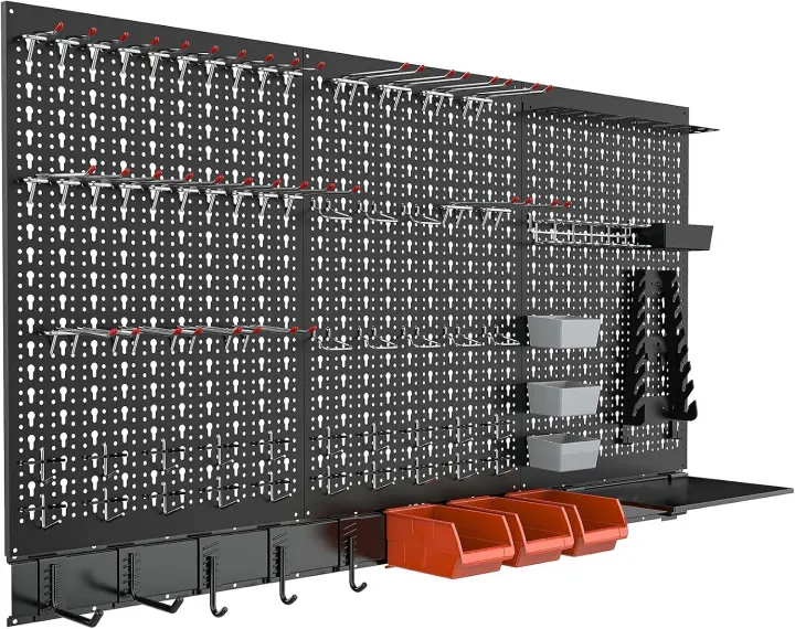 Metal Pegboard Wall Organizer System — 24x48 in, 109-Piece Kit