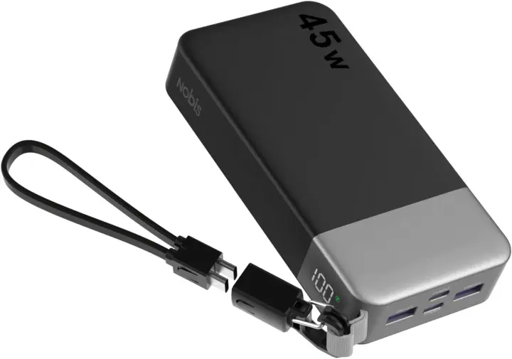 NOBIS 20,000mAh 45W Portable Power Bank with Detachable Cable