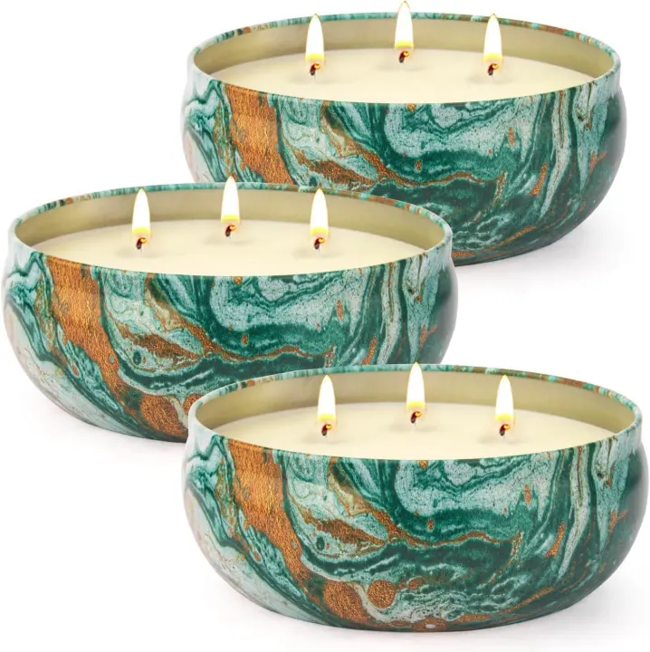 Outdoor Citronella Candles — 3-Pack 14 oz Triple-Wick Tins