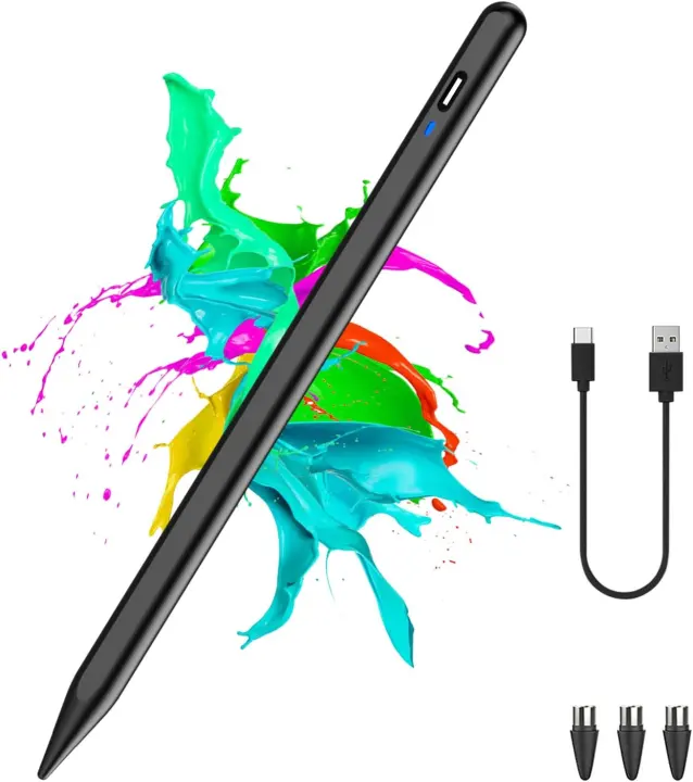 Rechargeable Capacitive Stylus Pen for Android & iOS Tablets — Black