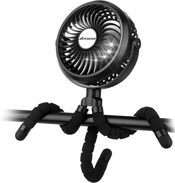 Rechargeable Clip-On Stroller Fan with Flexible Tripod Legs