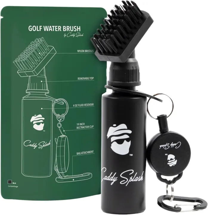 Retractable-Clip Golf Club Groove Water Brush Cleaner — Caddy Splash Style