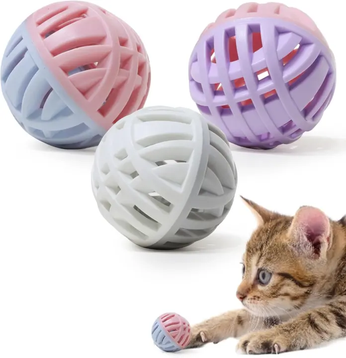 Rubber Cat Toy Balls with Bell — 2-inch, 3-Pack
