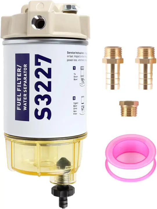 S3227 Marine Fuel Water Separator Filter Assembly (3/8" Barb × 1/4" NPT)